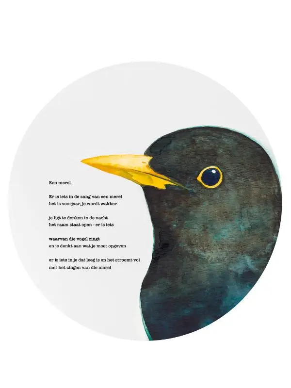 Porseleinen dinerbord 'Een merel' set van 2