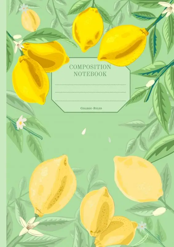 Paperback Notebook | Journal with digitally handmade Illustrated Cover | Lemons