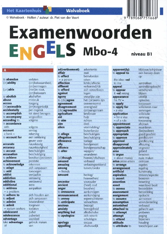 Examenwoorden Engels / Mbo-4, niveau B1
