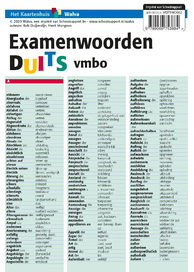 Examenwoorden Duits / vmbo