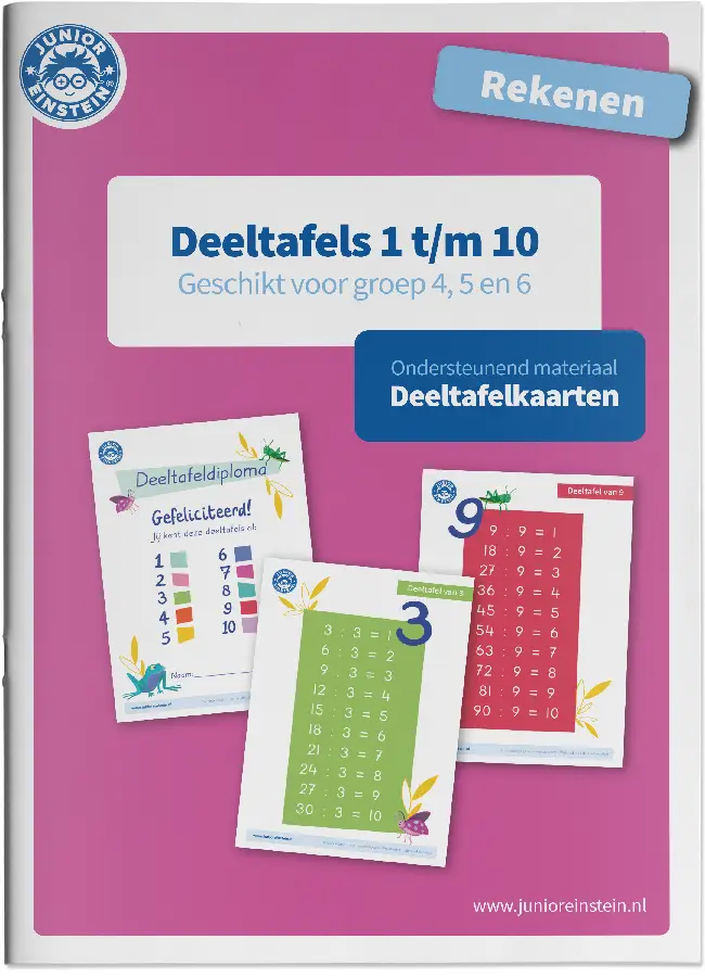 Deeltafelkaarten 1 t/m 10 / rekenen geschikt voor groep 4, 5 en 6