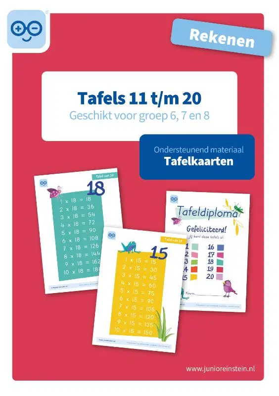 Tafels 11 t/m 20 / rekenen geschikt voor groep 6, 7 en 8