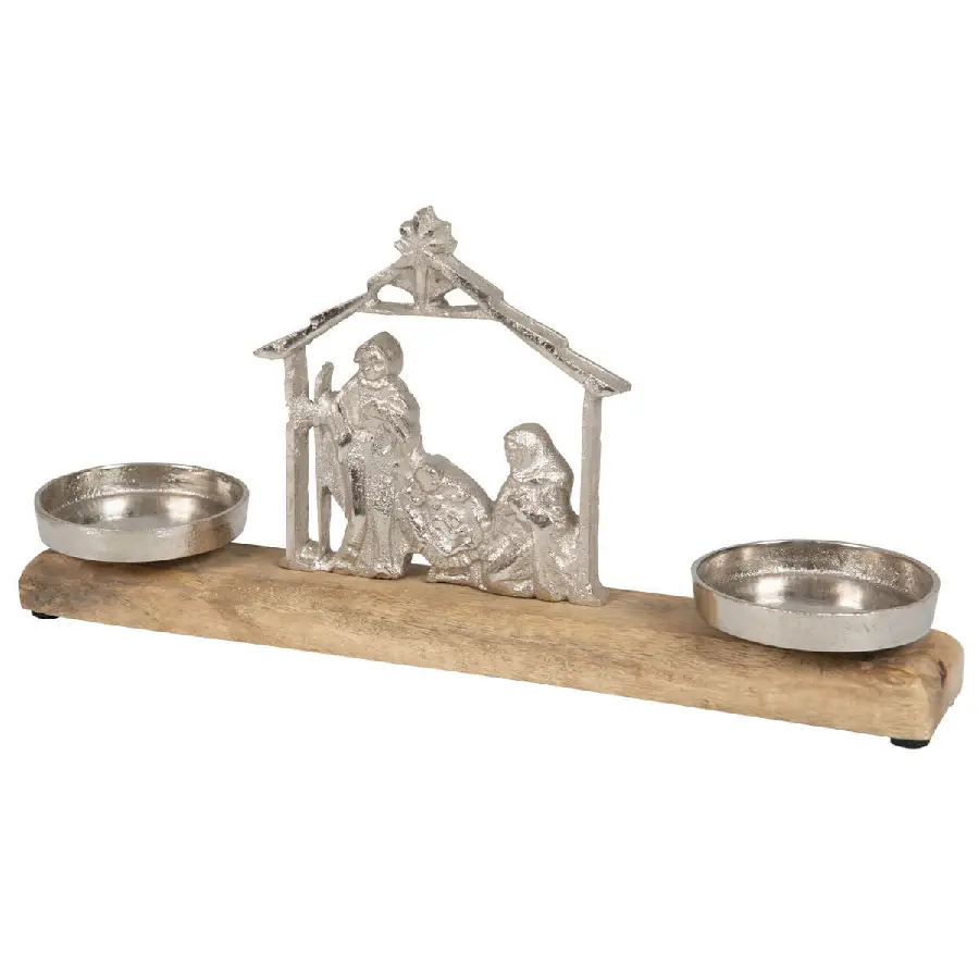 Kaarsenstandaard Kribbe voor 2 stompkaar