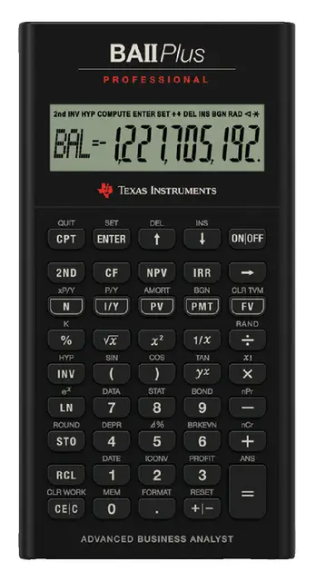 Rekenmachine Texas Instruments TI Ba II professional