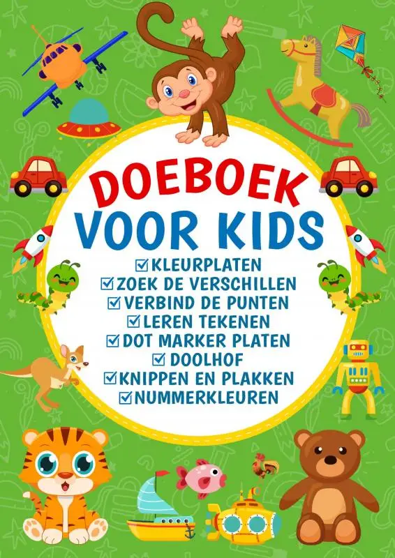 Doeboek Kinderen, met Zoek de Verschillen, Knippen, Plakken, Kleuren, Doolhof en Meer