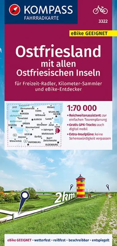 Kompass FK3322 Fietskaart Ostfriesland mit Inseln